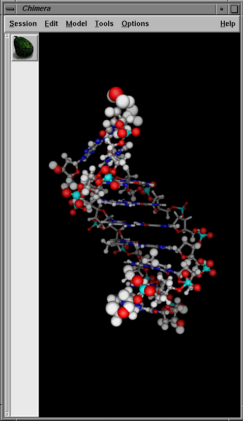 structure with atom radii proportional to mobility