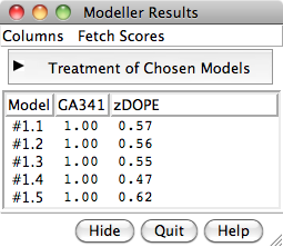 Model List dialog